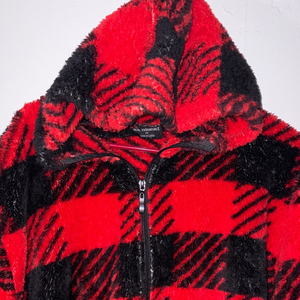 Red and Black Plaid Fleece Jacket